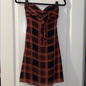 Betsey Johnson strapless plaid dress